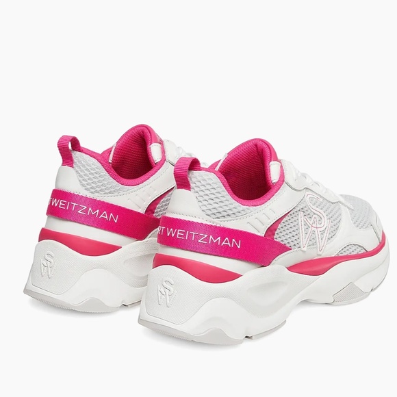 BRAND NEW Stuart Weitzman Mesh & Leather Trainer Sneakers - Picture 3 of 8